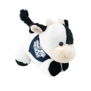Mini cow stuffed animal with go team navy bandana